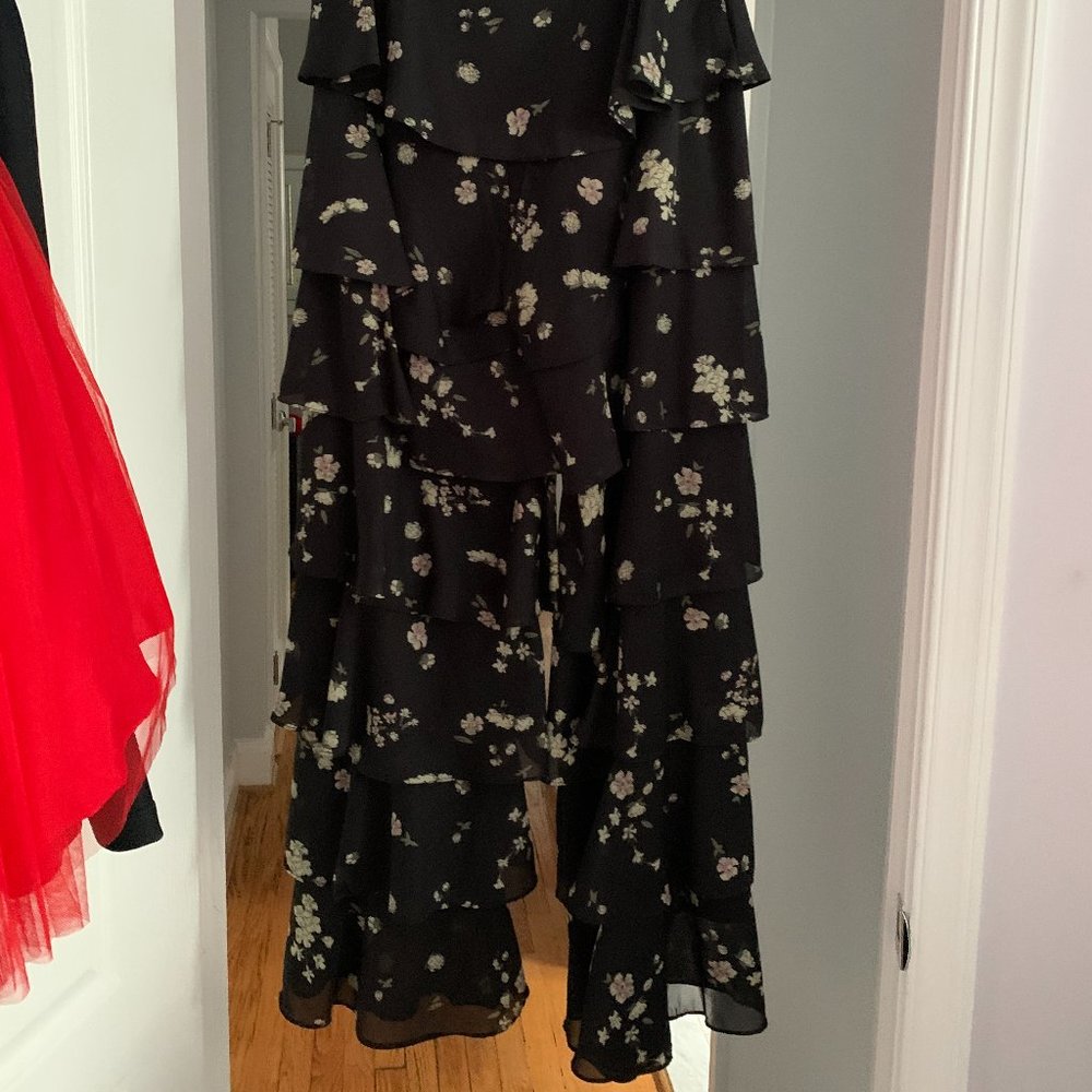 Tiered Wide Leg Pants in Dark Floral